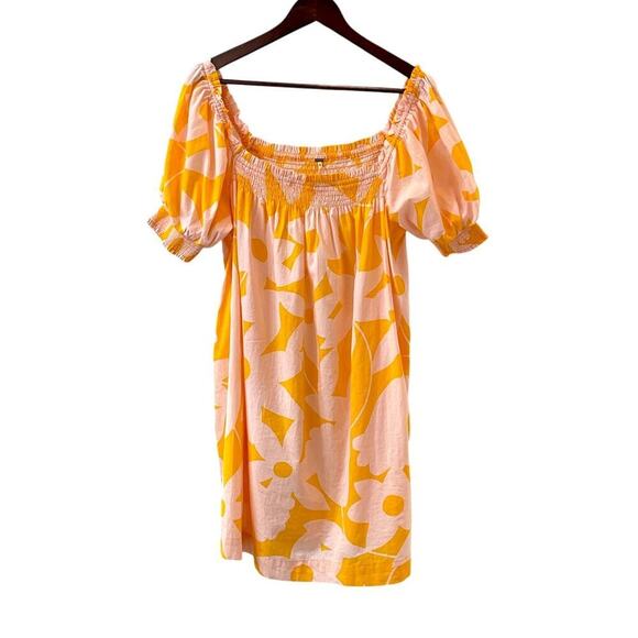 Free People Mila Floral Printed Mini Dress in Tangerine Combo Size Large New - Picture 5 of 10